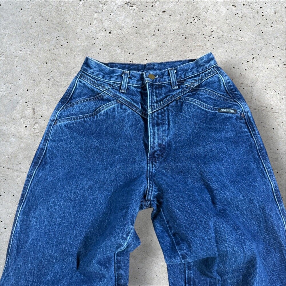 Vintage Rockies Jeans Womens 29/9 High Rise Dark Wash Western Straight Leg - Picture 7 of 11
